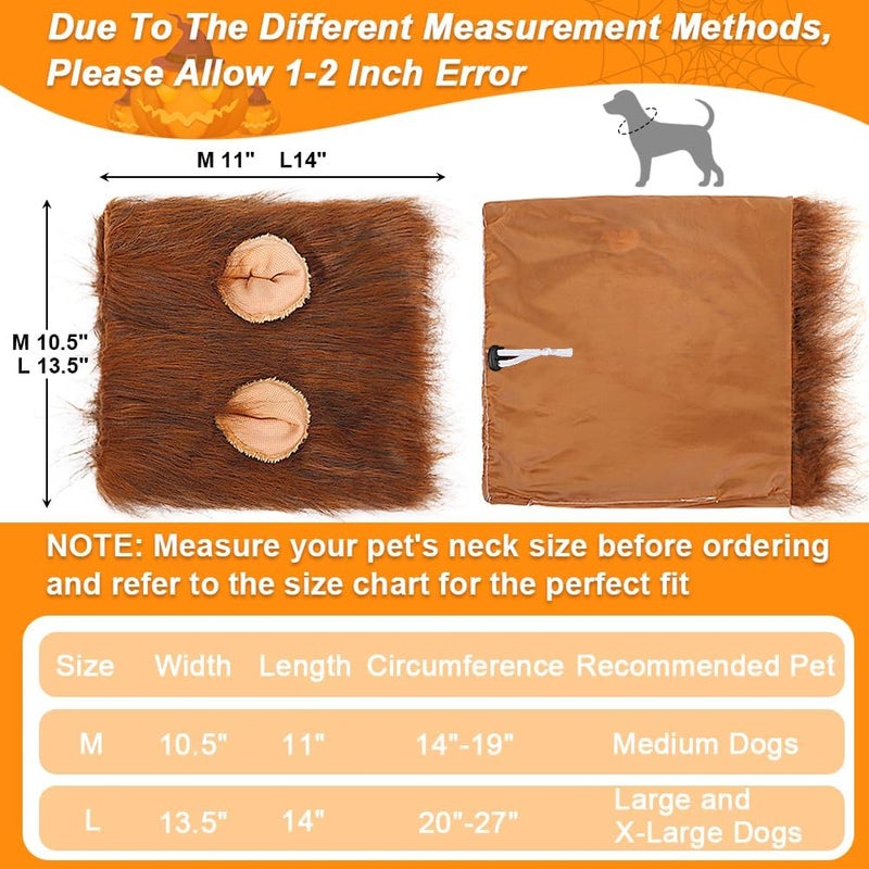 Vivifying Lion Mane for Dog, Adjustable Halloween Lion Costume Wig with Ears for Medium Dogs, Realistic & Funny Accessory Perfect for Parties and Photoshoots (Medium, Brown&Black) - Image 3